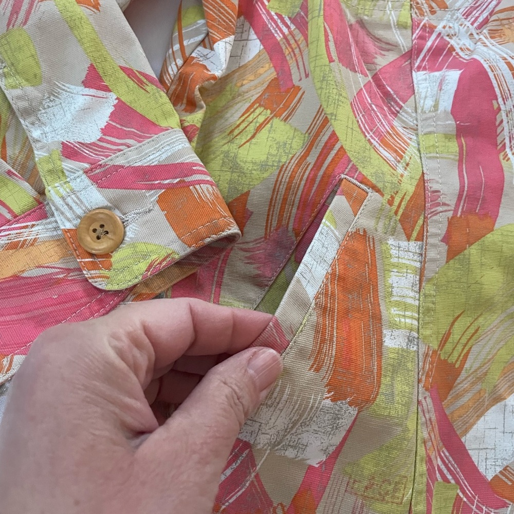 Ruby Rd. Brushstroke Print Button Jacket in Pink,… - image 8